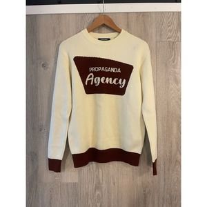 Propaganda Agency - Men’s Logo Sweater / cream & Brown / size XS / NWOT